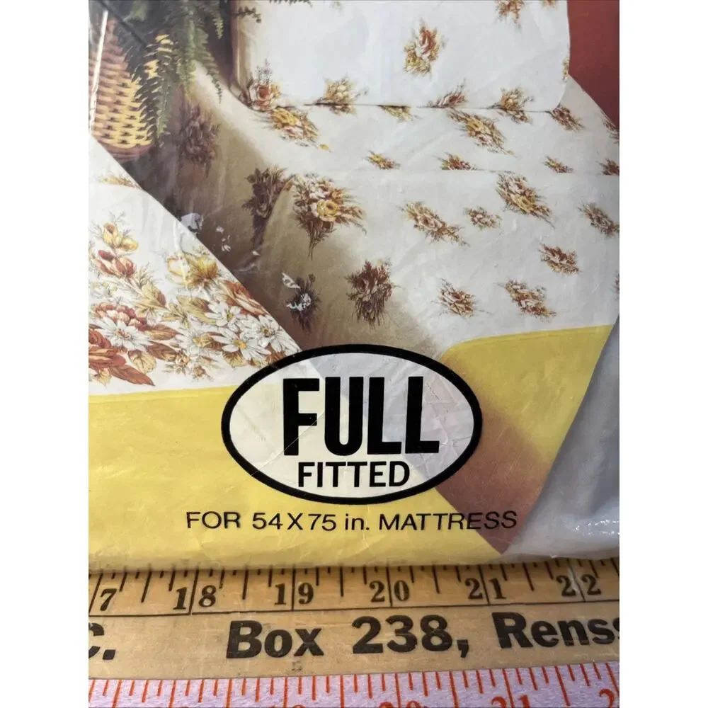 Vintage TASTERMAKER No Iron Muslin Full Fitted Sheet 54 x 75 NEW Roses Cottage